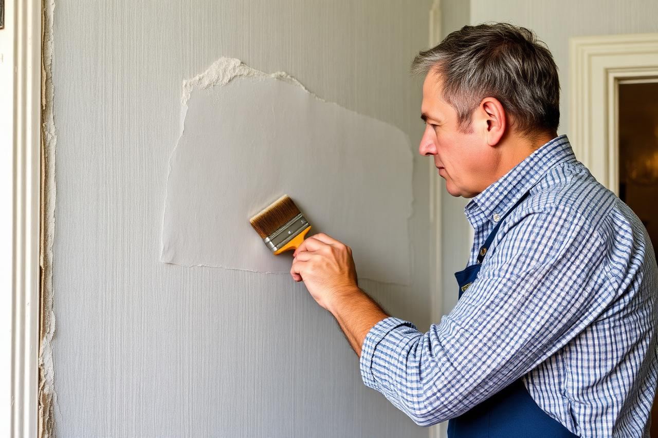 Renovlies wordt aangebracht op een gerenoveerde wand